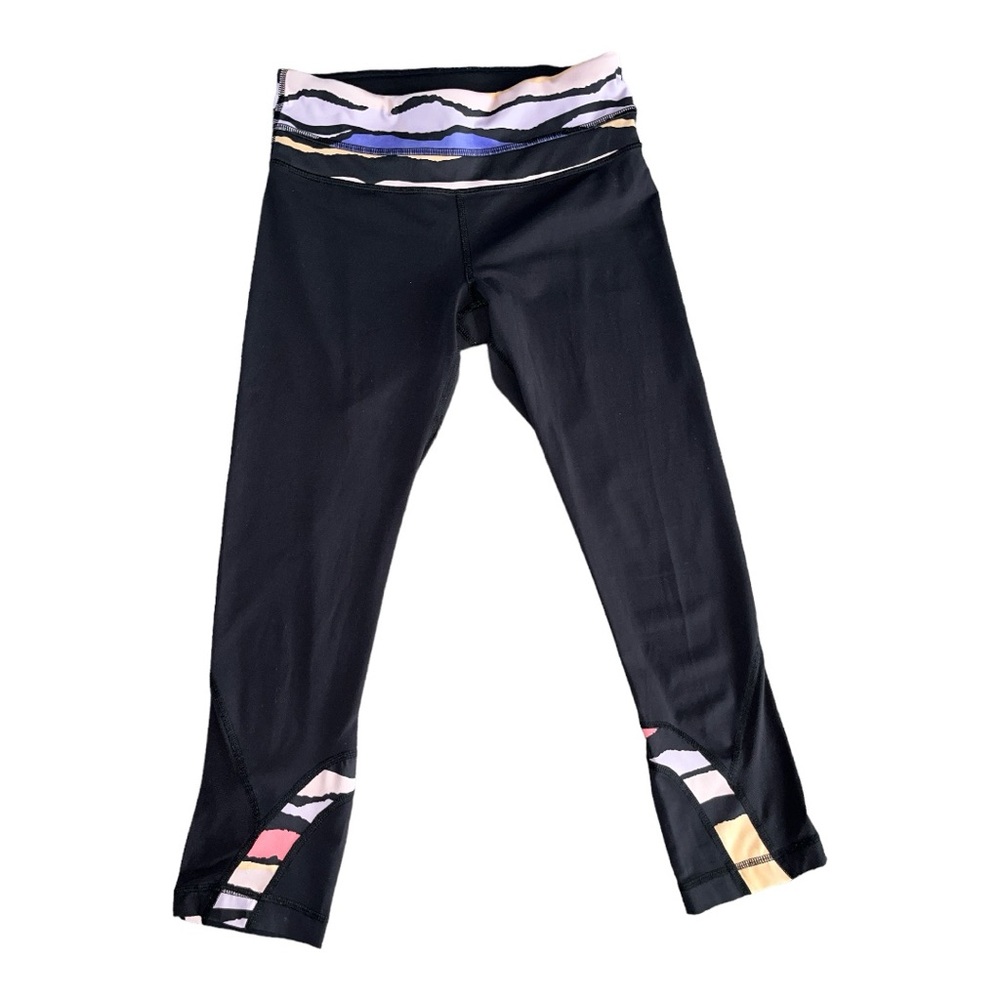 Lululemon Run Inspire Crop II Luxtreme Yoga Leggings Black/Multi Size 4